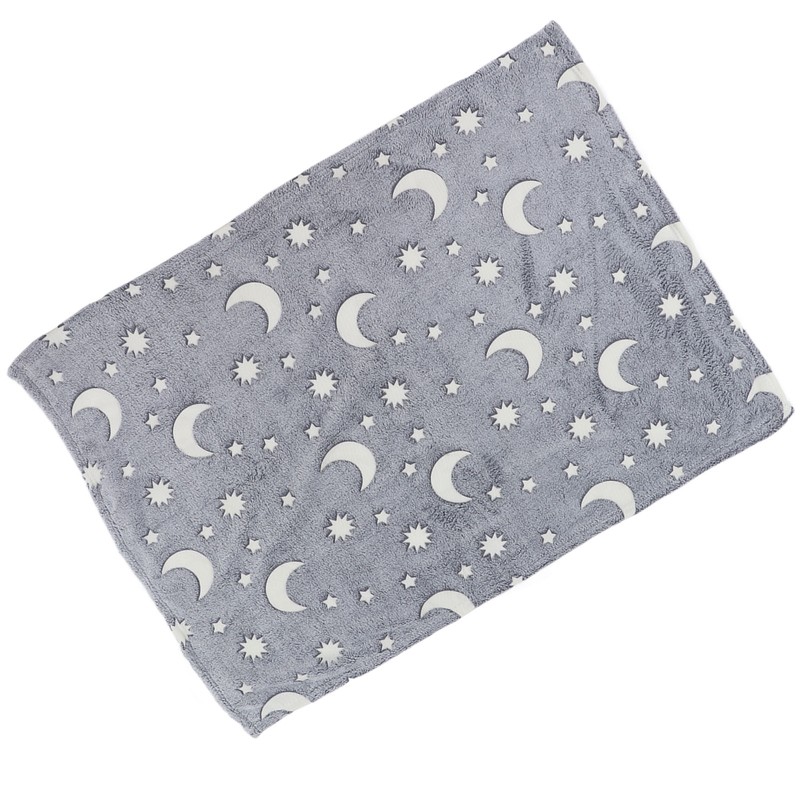 1.5x2m Luminous Blanket Double Side Flannel Star Moon Design Soft