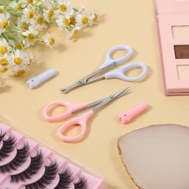 2 Pcs Eyebrow Scissors for Women Curved Craft Scissors Beauty Stainless Steel Trimming Brow Cutter for Facial Hair, Beard, Ear, Nose, Moustache