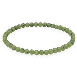 Lebensquelle Plus Nephrite (Jade) Mini Ball Bracelet, 4-5 mm, High-Quality Flexible Gemstone Bracelet, 19 cm, Stone, Nephrite (Jade)