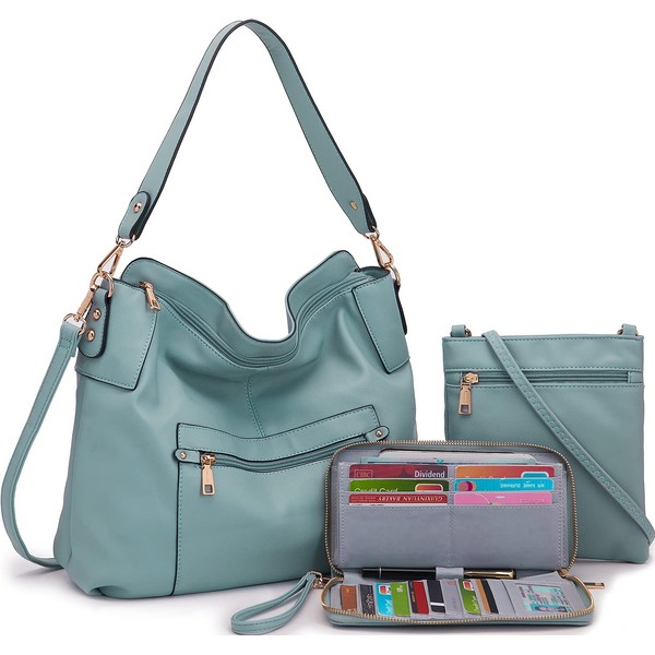 Large Crossbody Bags Ladies Shoulder Handbags Purse and Wallet Set for Women Totes Hobo Purses SkyBlue