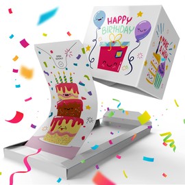 Notta&Belle FEEL LOVE EVERY MINUTE «BOOM» Exploding Confetti Birthday Card (Party Time), Prank Confetti Pop up Surprise Greeting Card