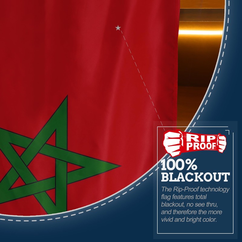 Anley Rip-Proof Double Sided 3-Ply Morocco Flag 3x5 Foot -