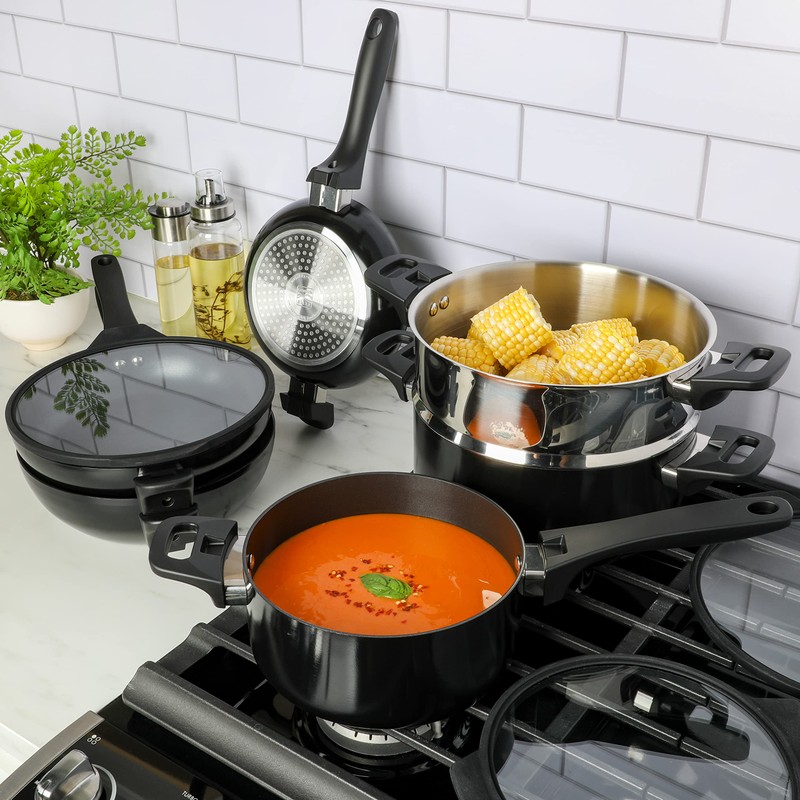 Kenmore Wyatt Aluminum Stackable All in One Multi-Function Cookware Set