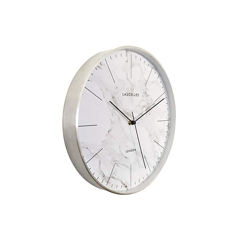 Lascelles London Brushed Chrome Metal Cased Wall Clock with Marble