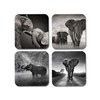 DV DESIGN 4 x Square Elephant Coasters - Elephants Animals