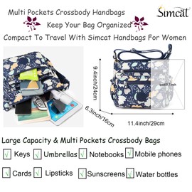 Simcat Shoulder Bags for Women, Nylon Handbags, Shoulder Bags, Waterproof Crossbody Bag for Women, Multiple Pockets, Handbags for Women, Girls, Daily Use, Shopping, Blue polka dots