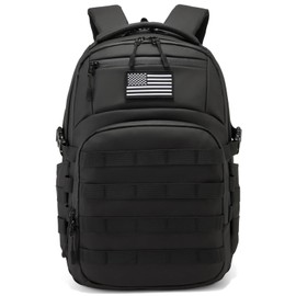 Wotony Military tactical backpack, backpack for men black small tactical assault bag (polyurethane-black, 20 inch)