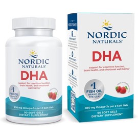 Nordic Naturals Strawberry DHA - Suplemento de soporte para sistema nervioso y cerebral, Multicolor, 90 Softgels