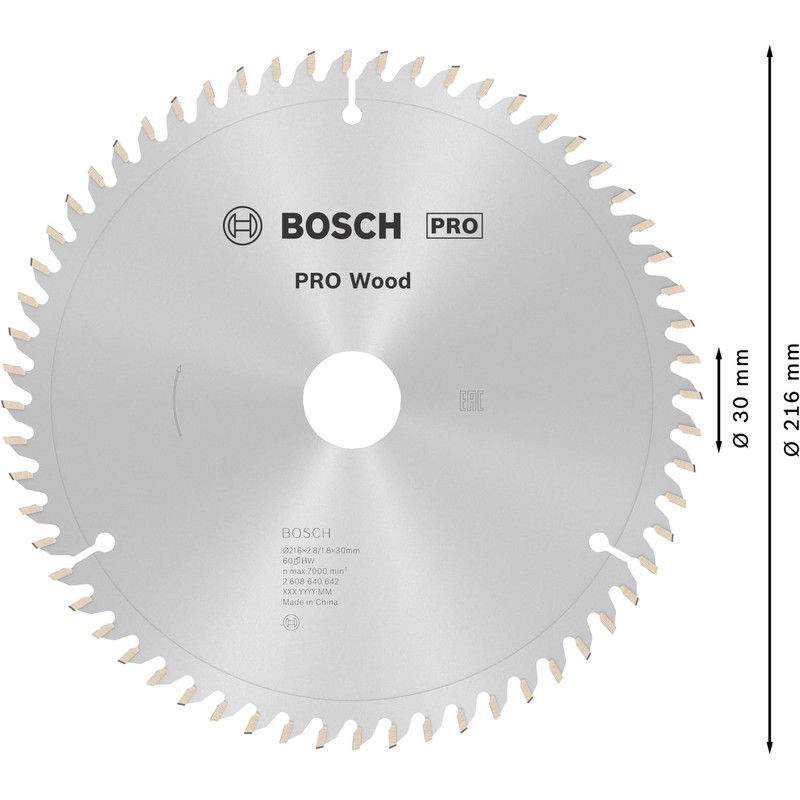 Bosch 2608640642 Opti Wood Mitre Circular Saw 216×2.8×30, 60, Silver,