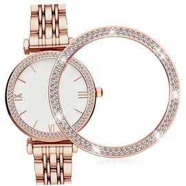 TEHAUX Rhinestone Watch Protector Case for Watch Bling Ring Cover Scratch Resistant Bump Elegant Rose Gold Design Lightweight Protector