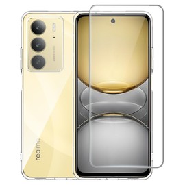 CAUHENYEE Transpanrent Hülle für Realme C75 4G Handyhülle, mit 1-teiligem Displayschutz aus gehärtetem Glas, dünne und weiche, klare TPU-Hülle, Kratzfeste, stoßfeste Hülle
