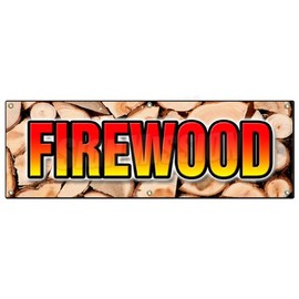 72" FIREWOOD Banner Sign fire Wood Split Hickory Cord Delivered Stacked Seasoned