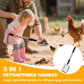 APODESS 4inch Chicken Poop Scooper Cat Poop Scooper Extendable Long Cat Litter Scoop for Home Kitty Litter Scoop Sifting, Shovel Chicken Coop, Beach Sand Sifter