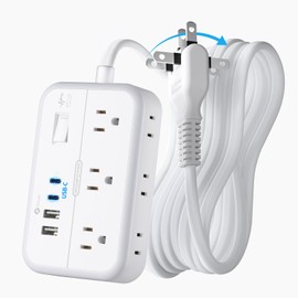 NTONPOWER regleta de enchufes de 2 Clavijas, Adaptador de Enchufe de 2 Clavijas a 3 Clavijas de 1875W, regleta de enchufes Protectora contra sobretensiones de 1080 Julios con 4 Puertos USB (2 USB C)