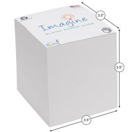 EARTHCUBE Blank White 3.5 Inch Note Cube (Not Sticky) Made in USA (Paper US or CAN) 100% Recycled 700 Tear-off Pages (Not Loose) 'Imagine'