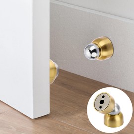 Sumnacon 2Pcs Stainless Steel Mini Door Stoppers- Powerful Magnetic Door Stop with Screws,Heavy Duty Door Holder for Bedroom Bathroom Kitchen Home Office, Gold