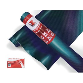 Rwraps 3D Carbon Fiber Vinyl Car Wrap Film in Chameleon Blue with Application Card - Vehicle Sheet Roll with Adhesive Back and Air Release Technology - 5ft x 1ft