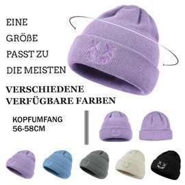 CLAPE Winter Beanie Hat Unisex Acrylic Knitted Hat Winter Hat Wool Hat Fine Knit Hat Soft Warm Cuff Beanie Hat Ribbed Knit Cap, KH26-Purple