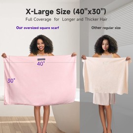 Umisleep Extra Large Microfiber Hair Towel for Women Curly, Long, Thick Hair, 2 Pack Ultra Absorbent Hair Drying Towel Wrap, Super Soft Anti Frizz Hair Turban with Elastic Loop (White, Pink)