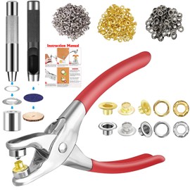 Grommet Tool Kit with 605 Pieces, 1/2 Inch Eyelets and Washers in Gold, Silver, Black,Two Set of Installation Tools, Installation Pliers, Hole Punch, Punched Pad for Leather, Belt, Shoes, Crafts