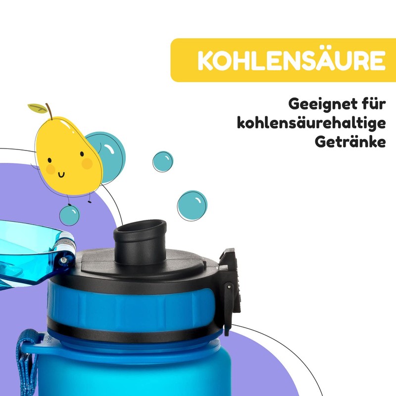 schmatzfatz Leak-Proof Sports Drinking Bottle, BPA-Free, 500 ml, Fruit Insert,