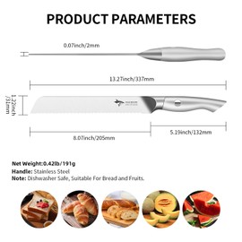 MAD SHARK Bread Knife 8 Inch, Razor Sharp Blade from German Molybdenum-vanadium Steel, Professional Serrated Bread Knife for Homemade Bread, Sourdough Cutting (8 inch)