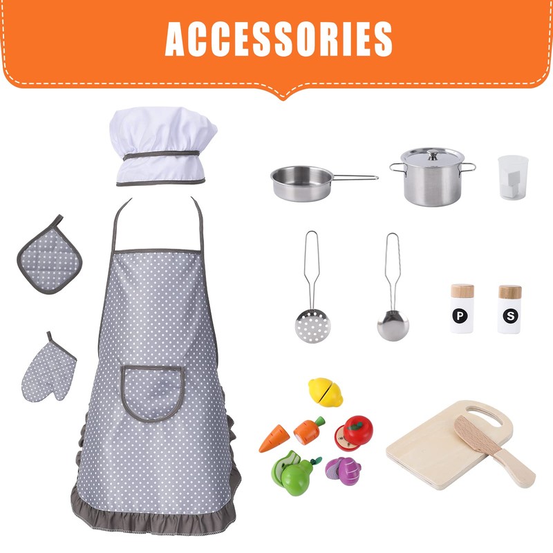 GarveeLife Wooden Play Kitchen, Kids Kitchen Playset with Microwave, Oven,