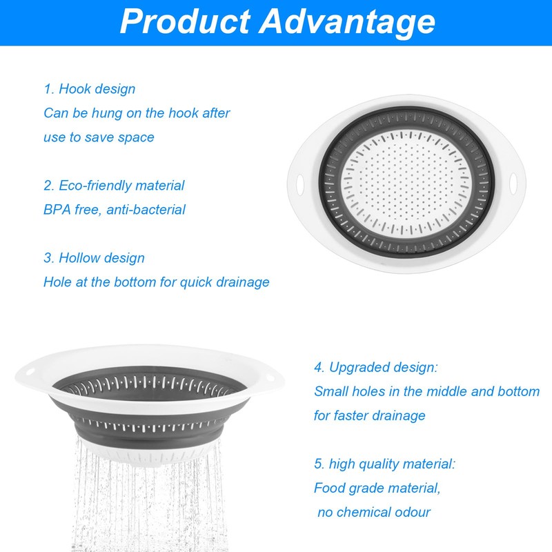 2 Pcs Collapsible Colander Sieve, Foldable Colander Strainers and Colanders