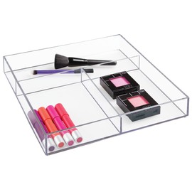 InterDesign 40810 Clarity Cosmetic Drawer Organizer for Vanity Cabinet to Hold Makeup, Beauty Products, 12 x 12 x 2