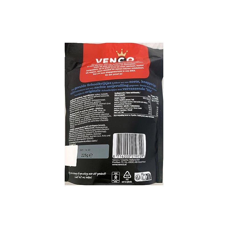 Venco Schoolkrijt Zoete Drop from Holland, Soft Sweet Licorice from