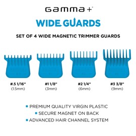 GAMMA+ Wide Magnetic Hair Trimmer Guards for GAMMA+ and StyleCraft Wide Trimmer Blades (41mm), Set of 4