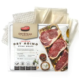 The Sausage Maker® 3 Dry Age Bags For Meat, Plant-Based Dry Aging Steak Wraps 24x24", With Netting Roll, 16 Lbs Tender Ribeye, Sirloin, Short Loin In 4 Weeks Using Home Refrigerators, No Sealer Needed