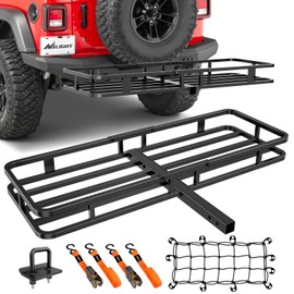 Nilight 53" X 19" X 4" Hitch Cargo Carrier Fits 2-inch Hitch Receiver 500 Lbs Capacity Basket Cargo Net|Ratchet Straps|Hitch Stabilizer for SUV Pickup Camping Traveling
