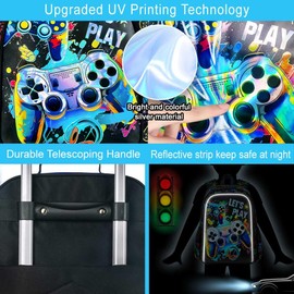 UFNDC 5PCS Kids Luggage for Boys, Game Rolling Suitcase with Wheels, Travel Carry-On for Children Toddler Elementary