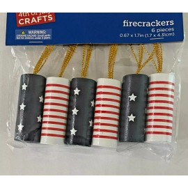 BROTHER SISTER DESIGNS 1.6"" RED WHITE BLUE MINI JULY 4TH FIRECRACKER FILLER CRAFTS  TRAY DECOR 6 PC