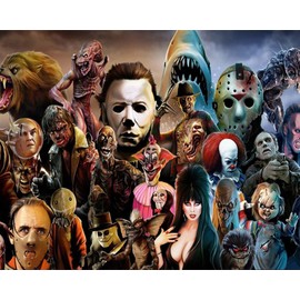 PPTRTYQ Painting by Numbers Kits DIY Canvas Oil Painting for Adults, Children, Beginners with Brushes and Acrylic Pigment - Hand-Painted Characters from Horror Films