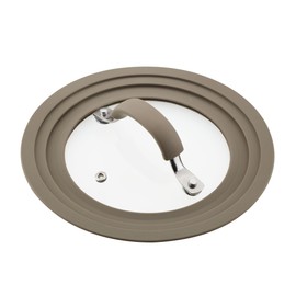 Rachael Ray Cook + Create Universal Silicone-Rimmed Glass Lid, 8.5-Inch, Taupe