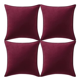 Fancy Homi 4 Packs Christmas Burgundy Decorative Throw Pillow Covers 16x16 inch for Couch Living Room Sofa Bedroom, Christmas Home Decor, Super Soft Faux Suede Solid Square Cushion Cover 40x40 cm
