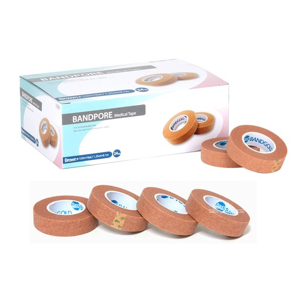BANDPORE Micropore Medical Paper Tape Roll - 1/2" X 10yds (24 Rolls per Box)