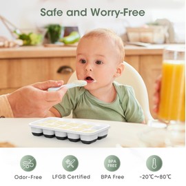 DOQAUS Ice Cube Tray with Lid and Bin, 4 Pack Silicone Plastic Ice Cube Trays for Freezer with Ice Box, Ice Trays with Ice Container, Stackable Ice Tray with Storage Ice Bucket Kits, Ice Scoop