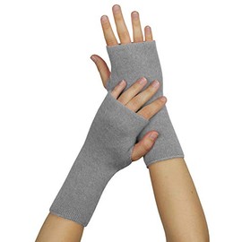 wobera ANGORA Wrist Warmers or Gauntlets with Thumb Hole, silver grey