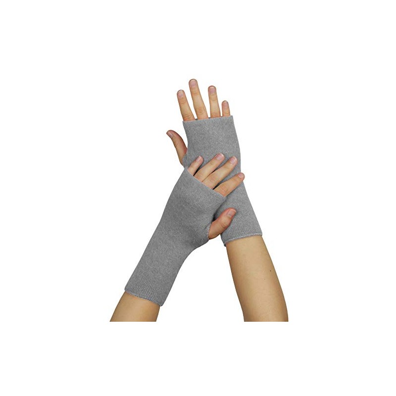 wobera ANGORA Wrist Warmers or Gauntlets with Thumb Hole, silver