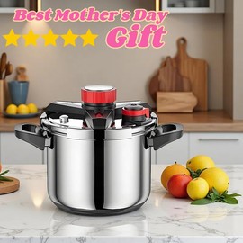 KILOGORGE Pressure Cooker 10 QT,Pressure Canner,304 Stainless Steel Pressure Cooker,One-Hand Locking,Compatibility Gas and Induction Cooktops, Pressure Canner for Canning