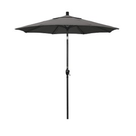 California Umbrella 7.5' Rd Pacific Trail Series Aluminum Patio Umbrella, Crank Lift, Push Button Tilt, Black Finish, Sunbrella Charcoal Fabric