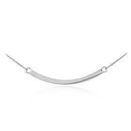 Sideways Crosses High Polish 925 Sterling Silver Curved Bar Necklace, 20"