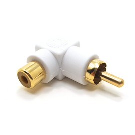 Maincore White Right Angle 90 Degree Single RCA Phono Male to Female Socket Plug Adapter for Cable Lead. (White)