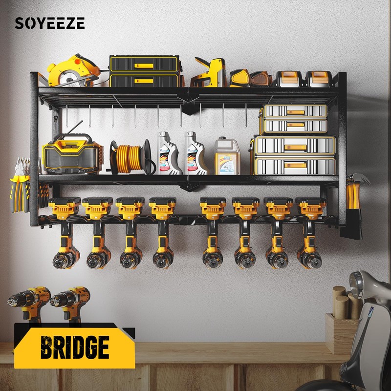 SOYEEZE Power Tool Organizer - 8 Drill & Screwdriver Wall