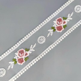 Sourcemall Lace Border Delicate Cotton Embroidery Ribbon for Wedding/Bridal Decoration, DIY Craft Sewing Home Decoration 10 Yards (White)
