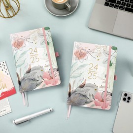 Diary 2024-2025 - Appointment Calendar 2024-2025 from August 2024 to September 2025, Weekly Planner A5 with Inner Pocket, Elastic Closure, Calendar 2024 2025 Book Calendar, 21.3 x 14.7 cm - Pink