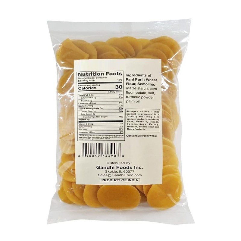 TAJ Pani Puri Coins | Flat Puri | Uncooked |